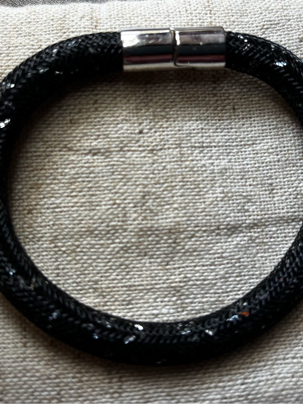 Swarovski Black Crystal Bracelet with Silver Magnetic Clasp